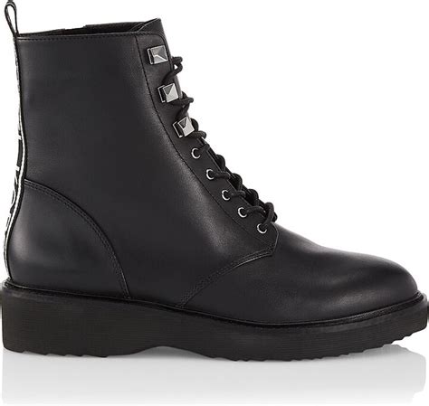 michael michael kors haskell logo detail leather combat booties|Michael Kors Haskell Combat Lug Sole Boots .